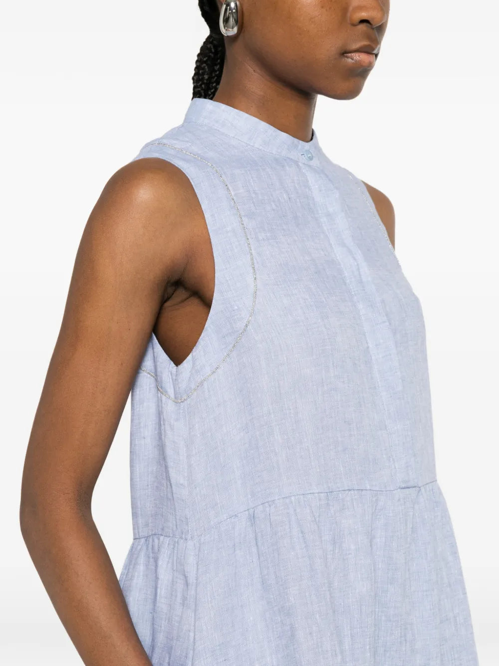 tiered sleeveless midi dress