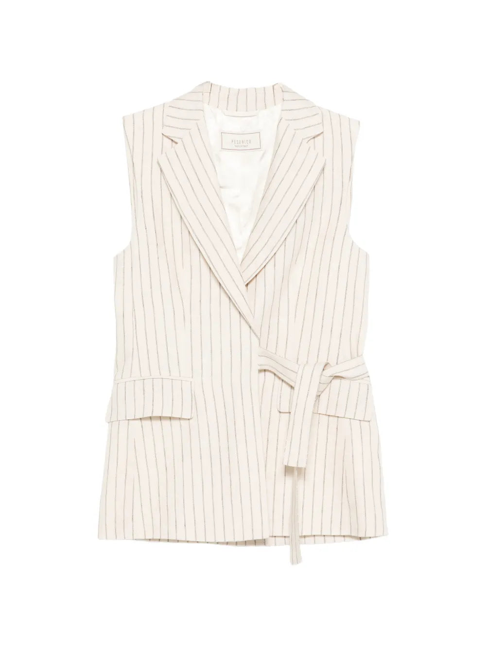 striped tie-waist vest