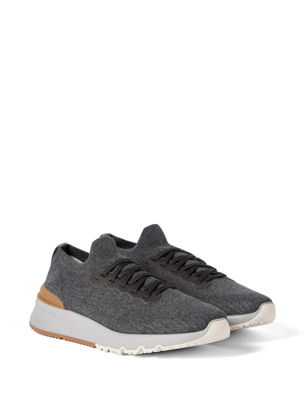 cotton knit and semi-polished calfskin runners