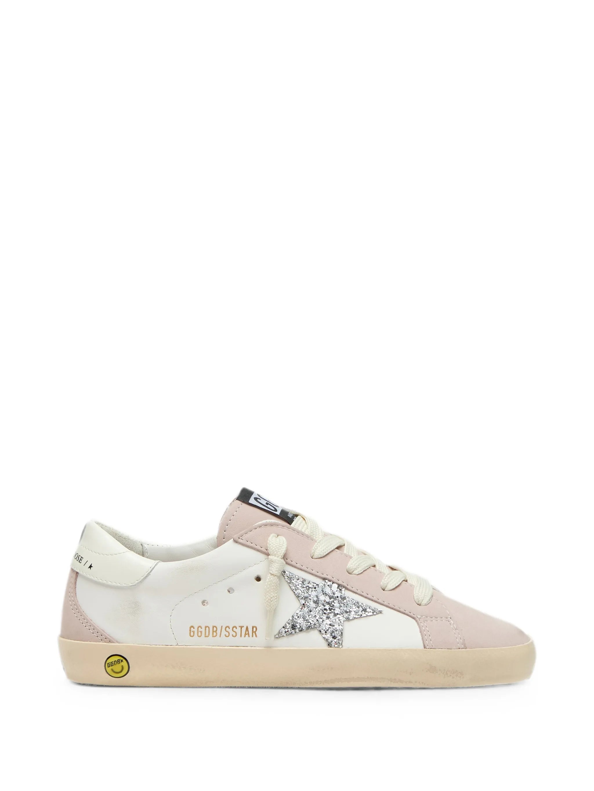 Super Star leather upper glitter star nabuk toe and spur leather heel