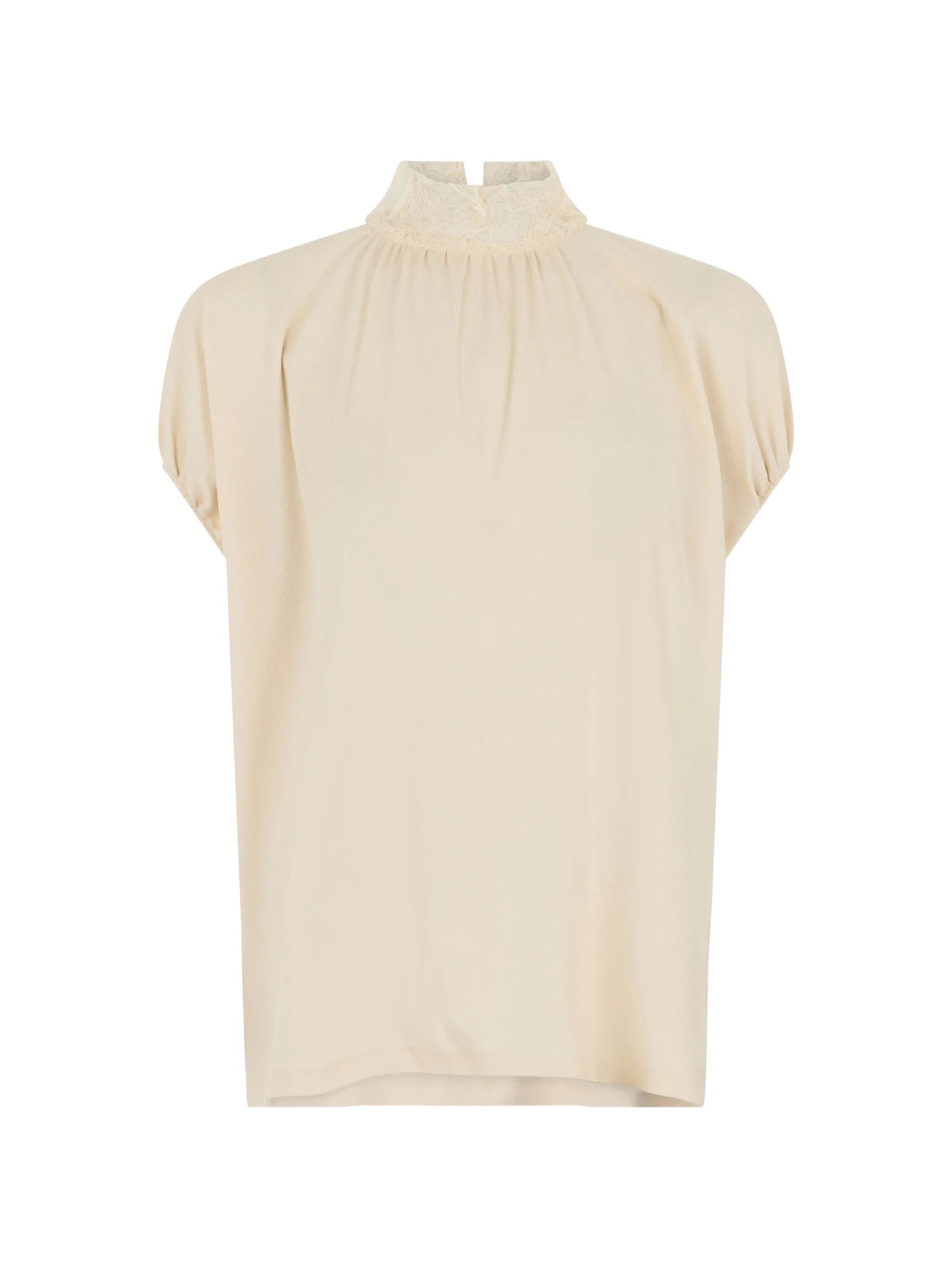 lace-collar gathered blouse