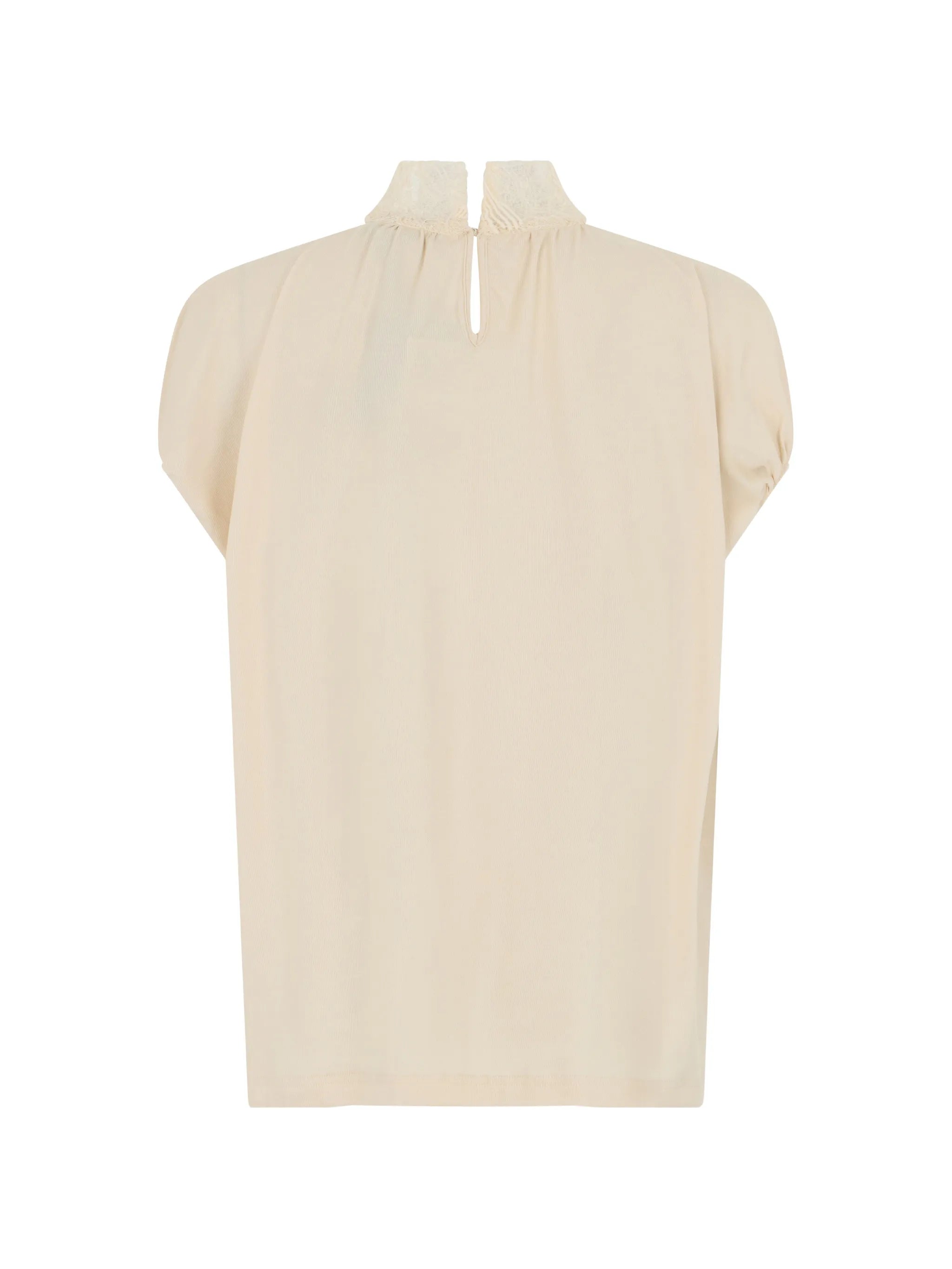 lace-collar gathered blouse