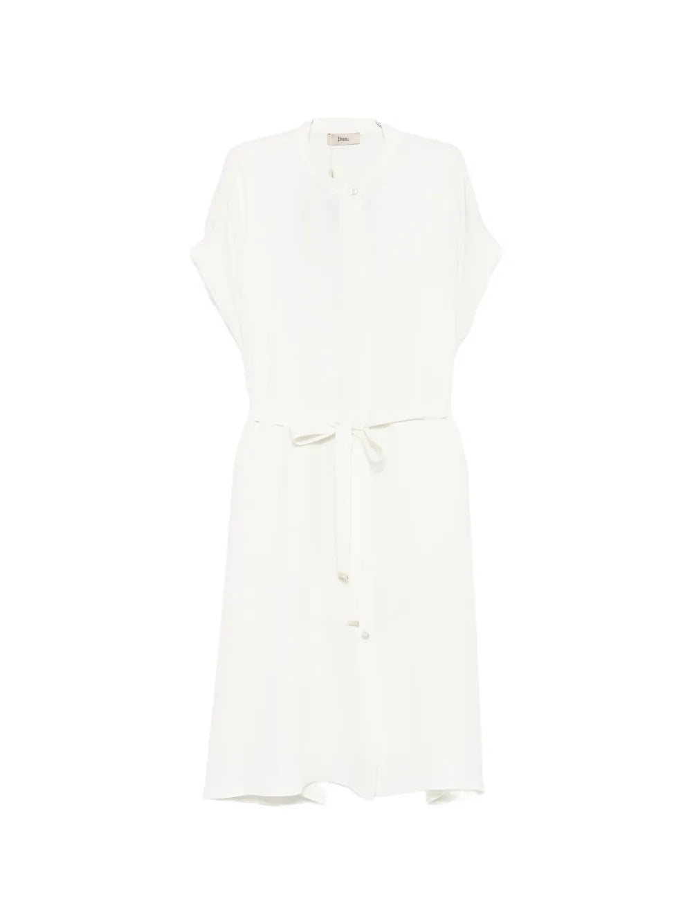 band-collar short-sleeve midi dress