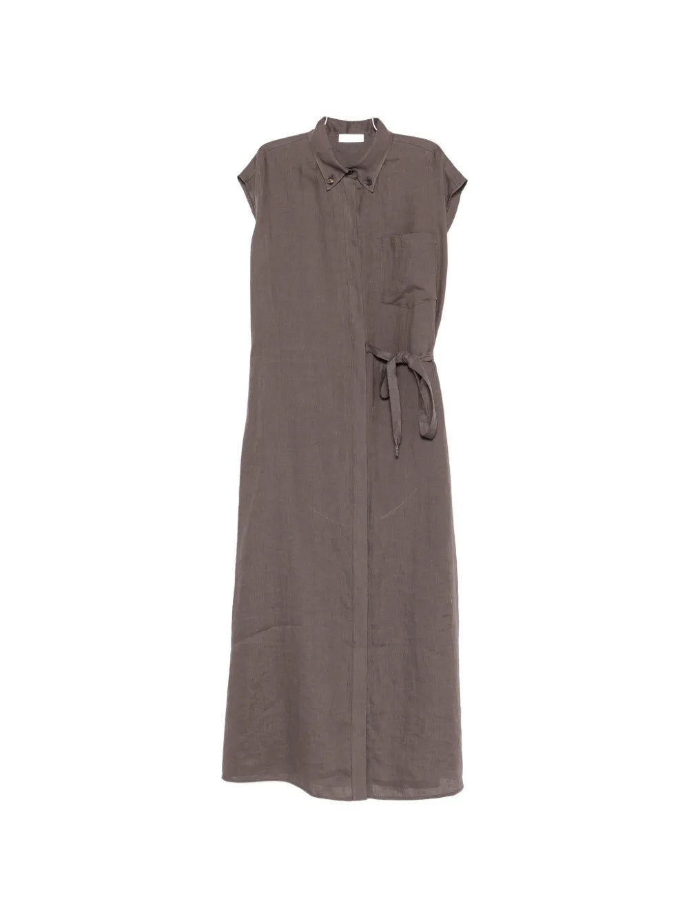 belted sleeveless midi dress