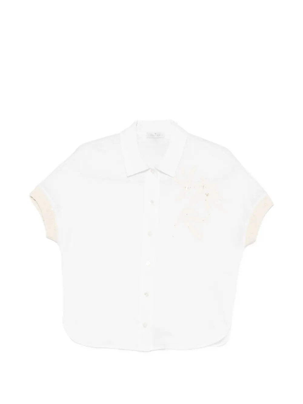 sequin-embellished floral-embroidered shirt