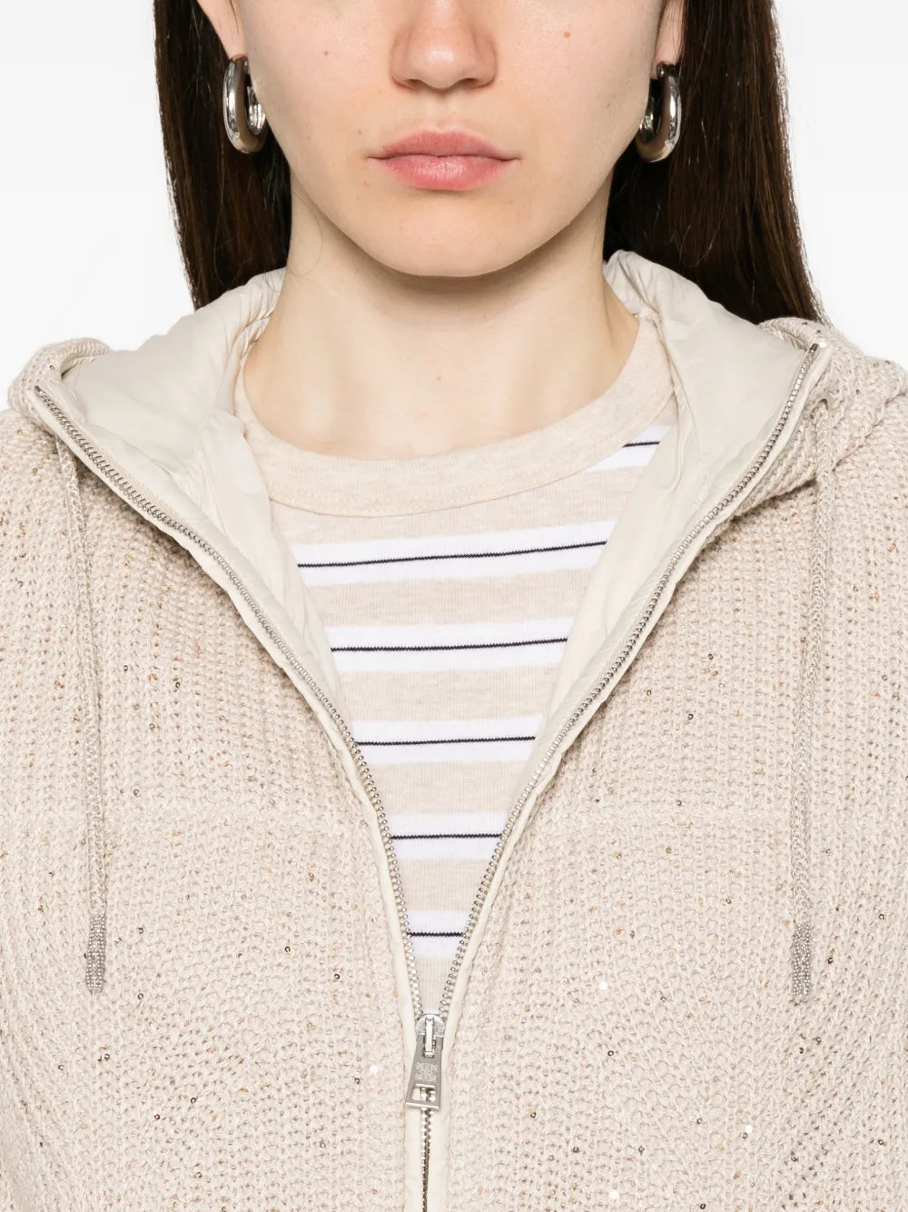 sequin-embellished hooded gilet