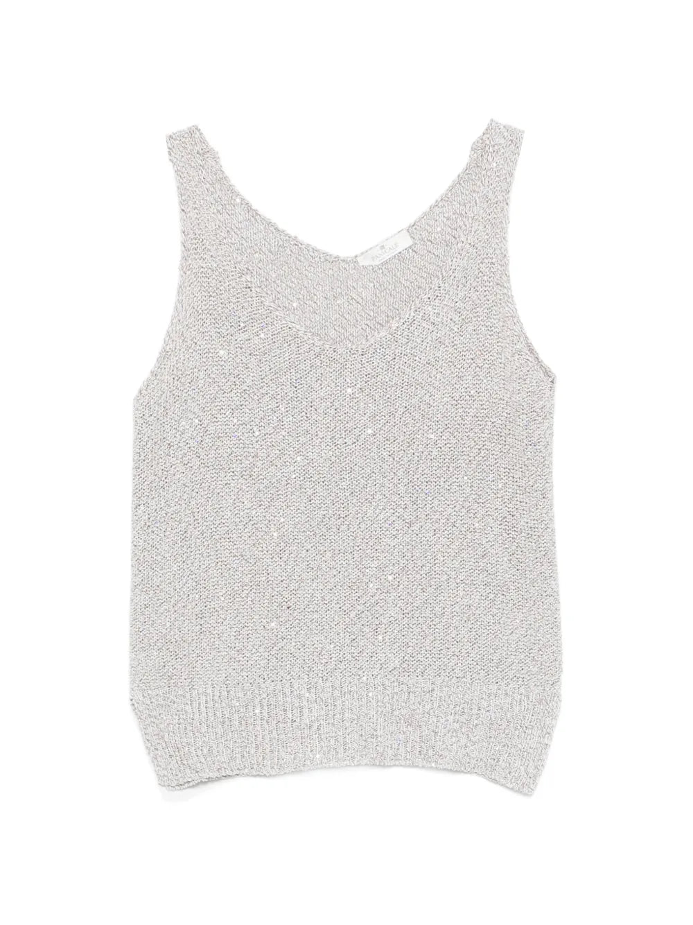 ribbed-trim V-neck top