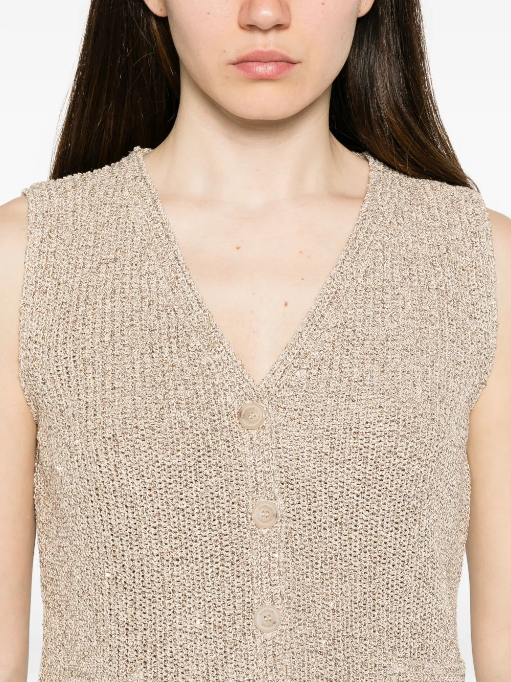 sequin-embellished sleeveless cardigan