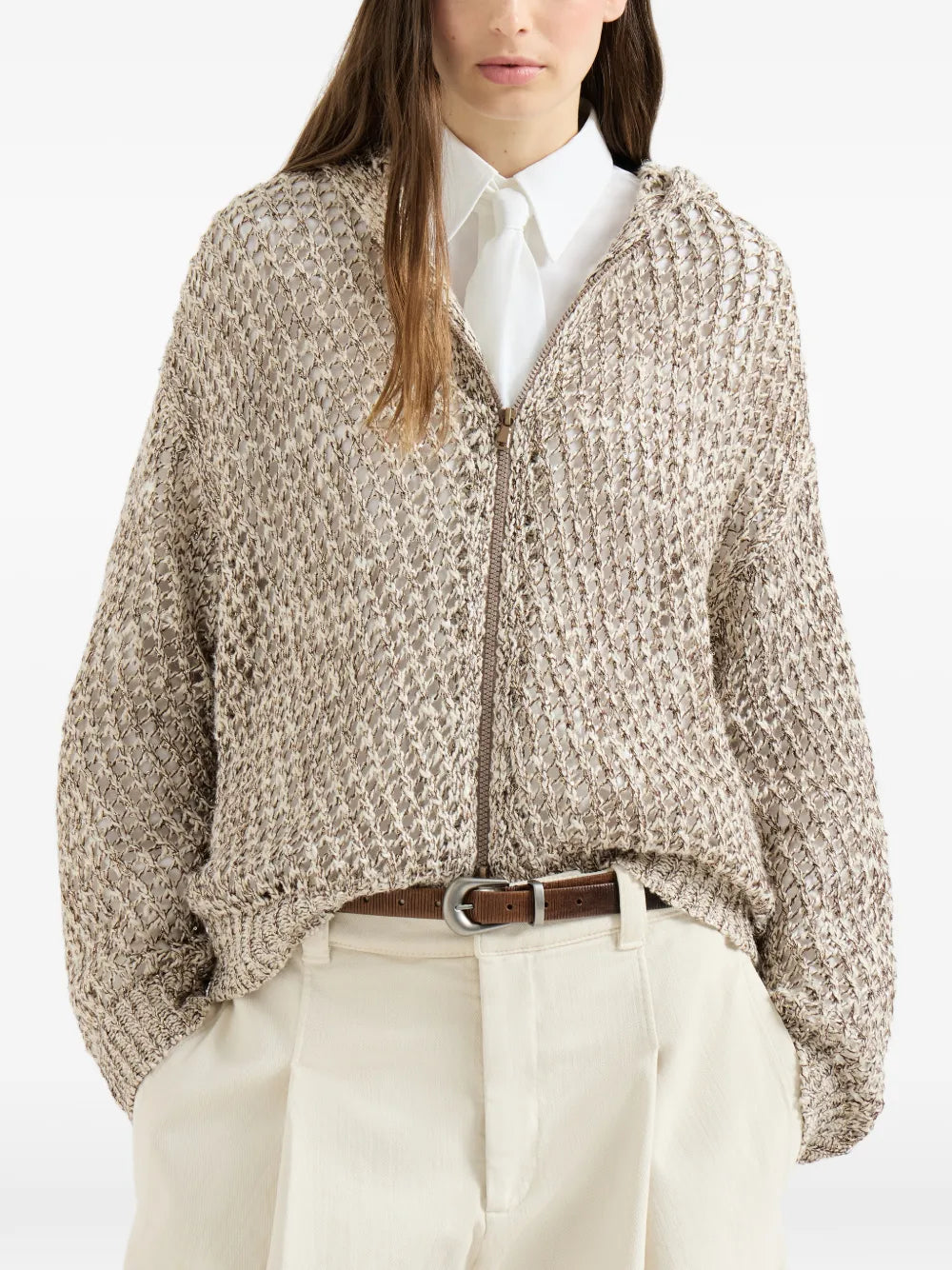 Dazzling chiné net cardigan