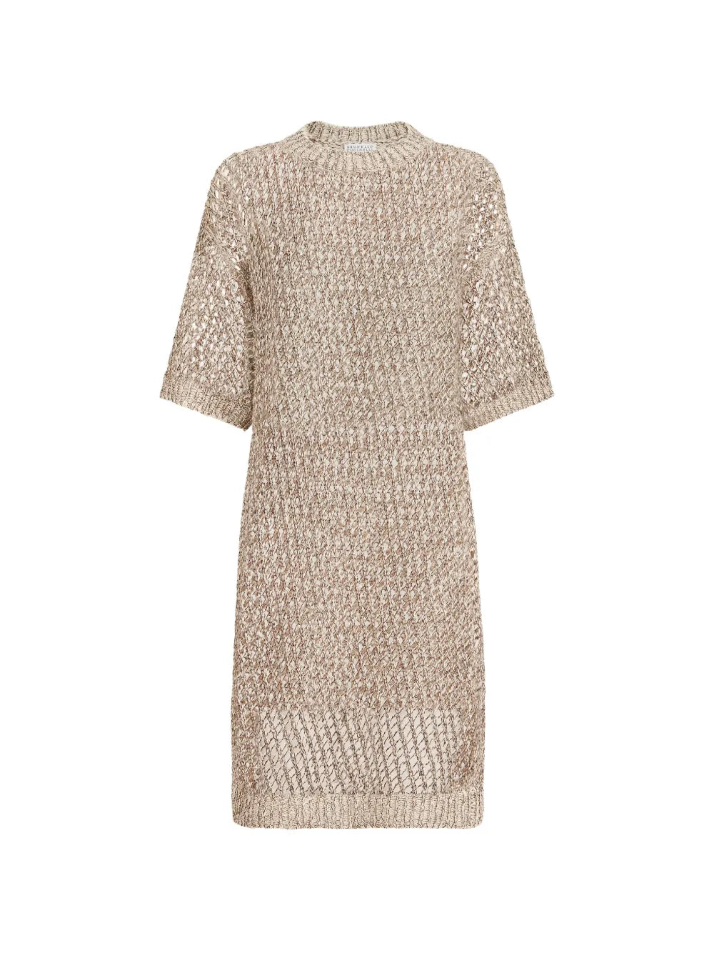 dazzling chiné net knit dress in silk and linen
