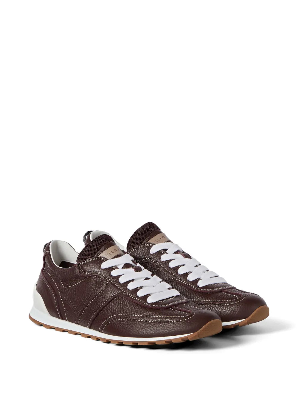 grained soft leather runners with shiny loops