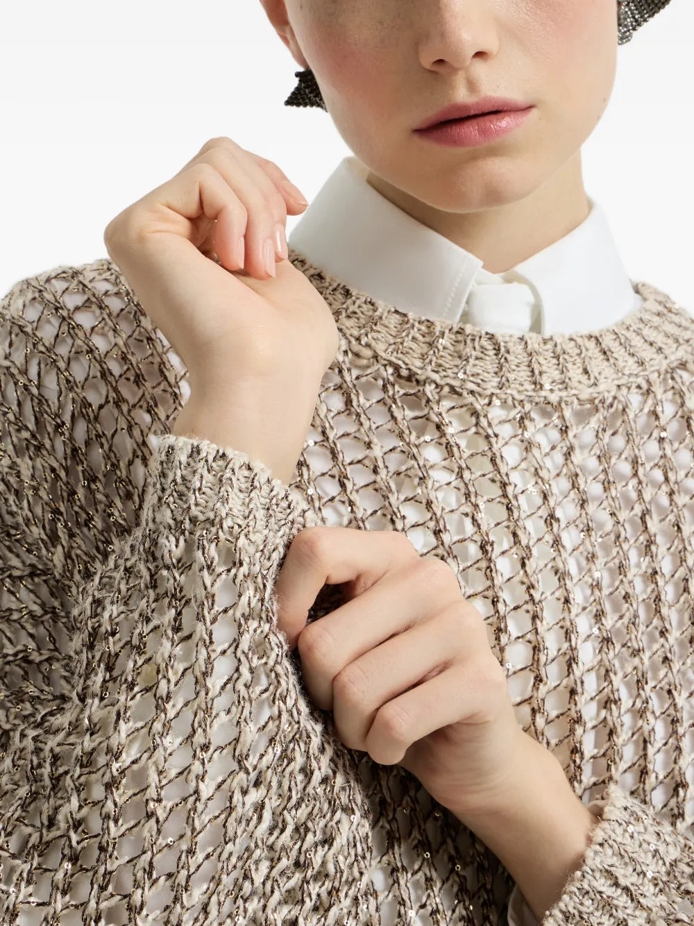 Dazzling chiné net sweater
