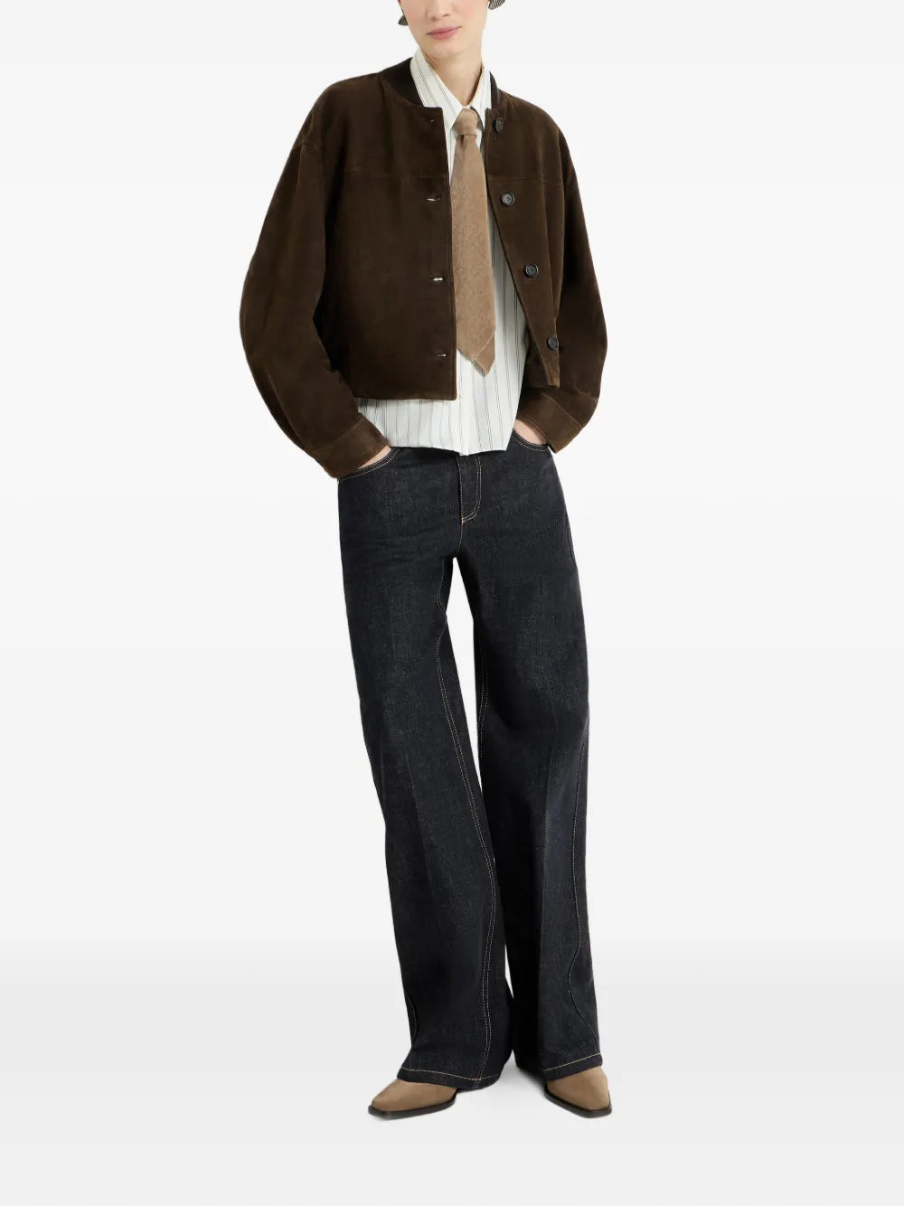 no-fade denim contemporary trousers with Monili