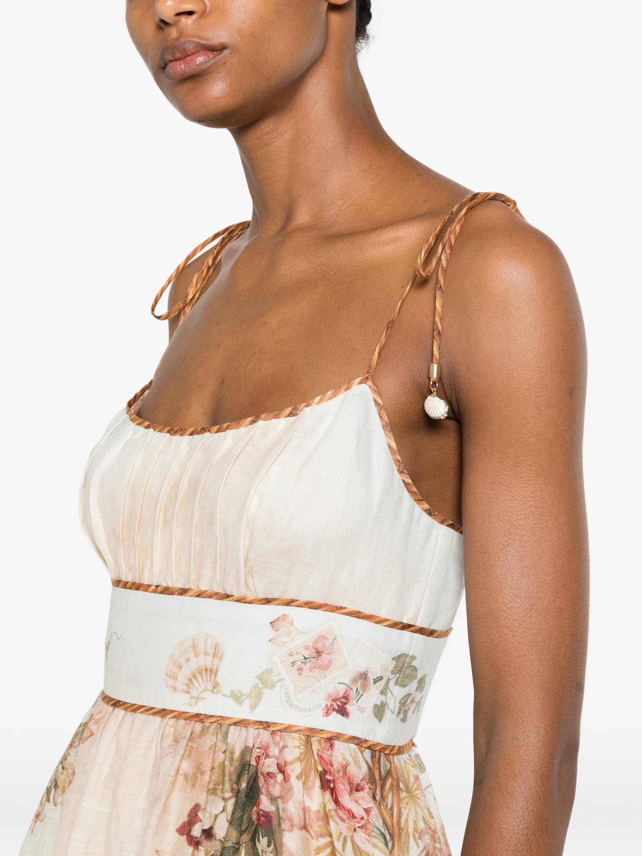 map-print tie-strap dress