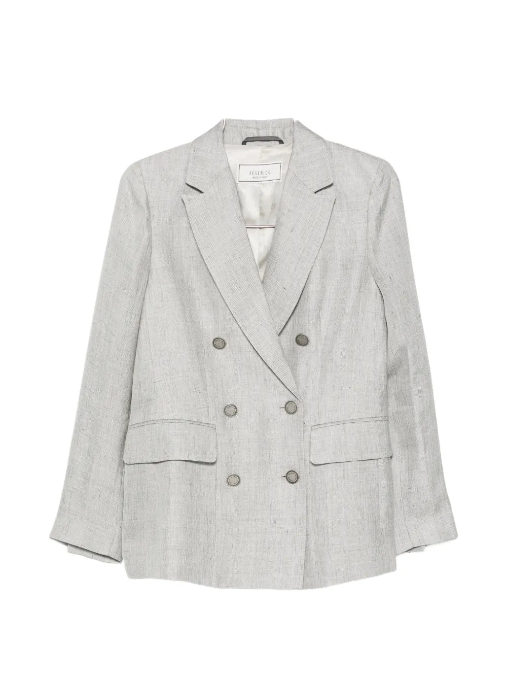 double-breasted long-sleeve linen blazer