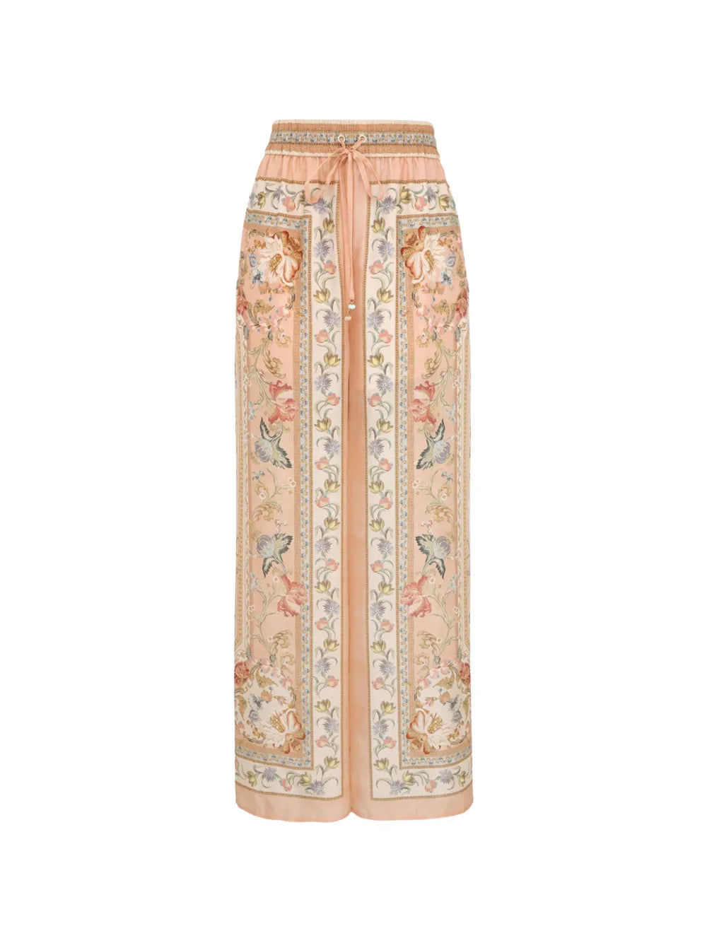 Roselight floral-print silk trousers