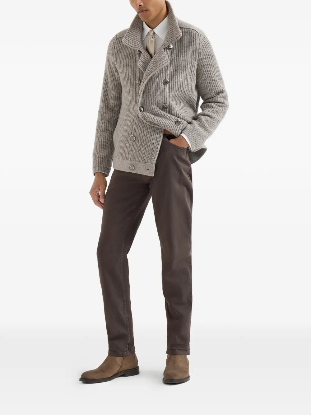garment-dyed comfort lightweight-denim traditional-fit five-pocket trousers