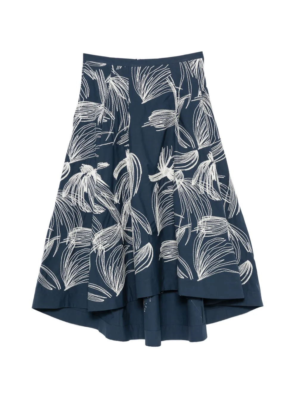 floral-embroidered asymmetric skirt