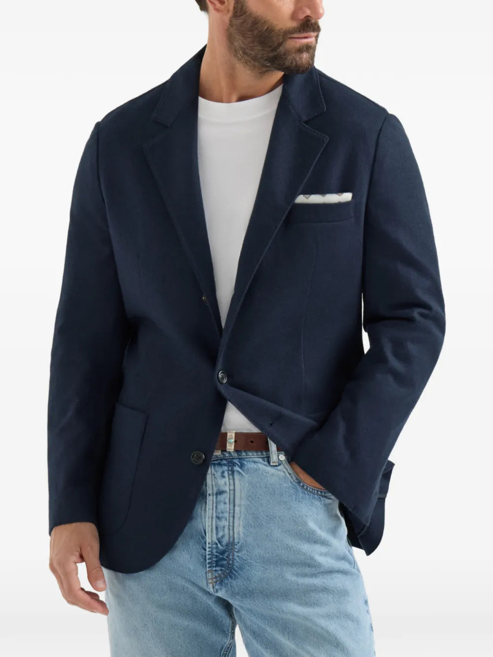 cashmere jersey blazer with patch pockets