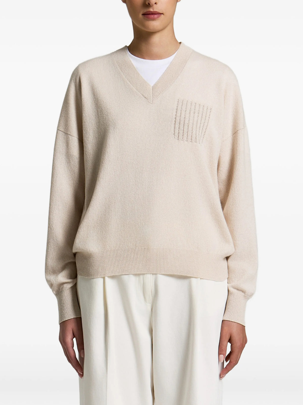 V-neck drop-shoulder sweater