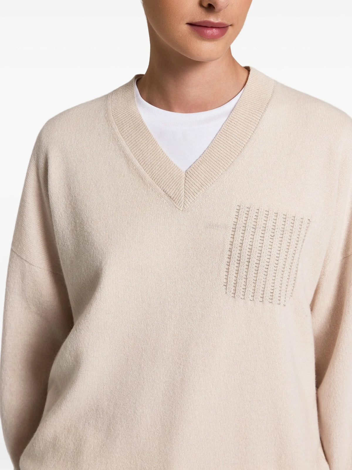 V-neck drop-shoulder sweater