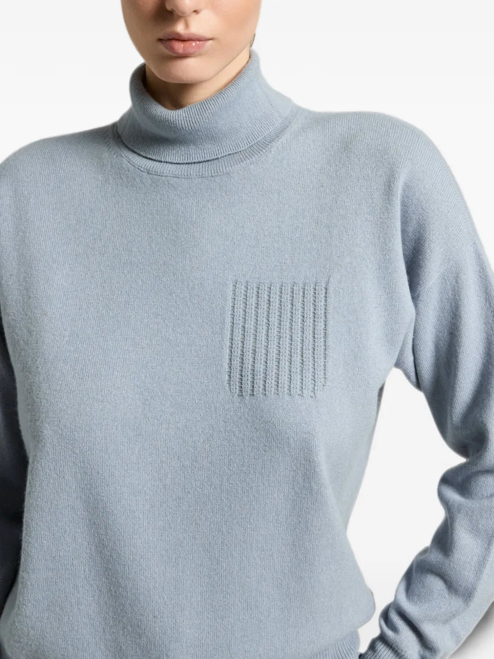 roll-neck chest-detail jumper