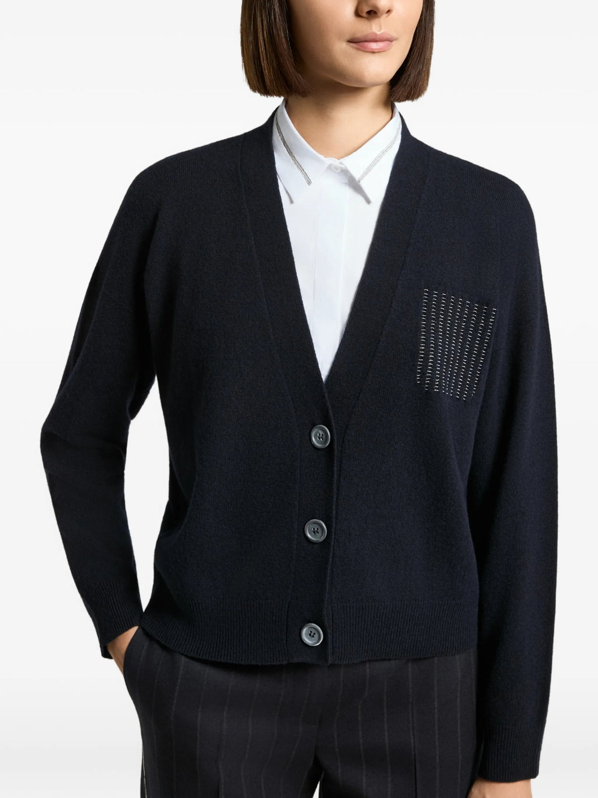 bead-embellished V-neck cardigan