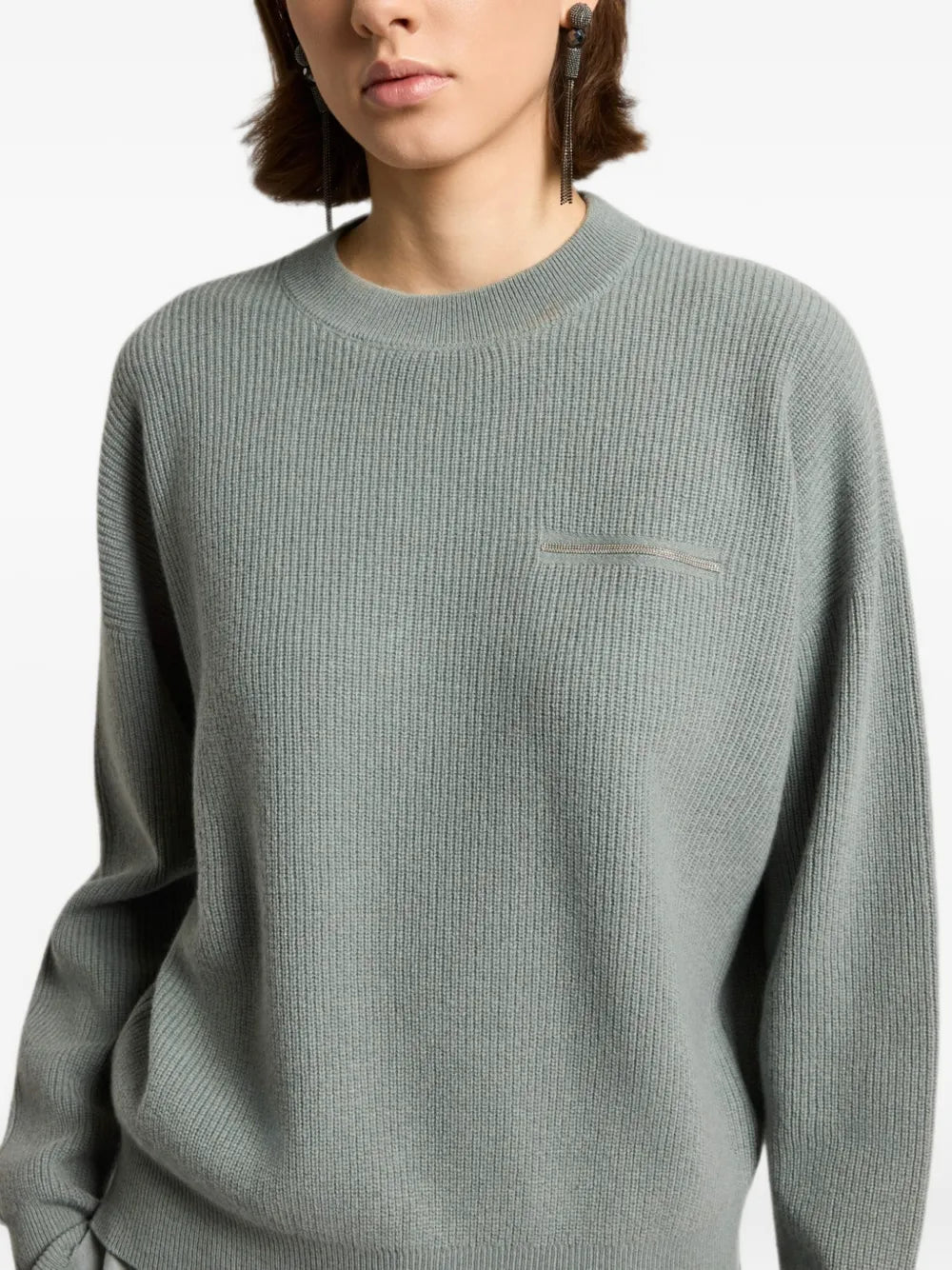 ribbed-knit chain-detail jumper