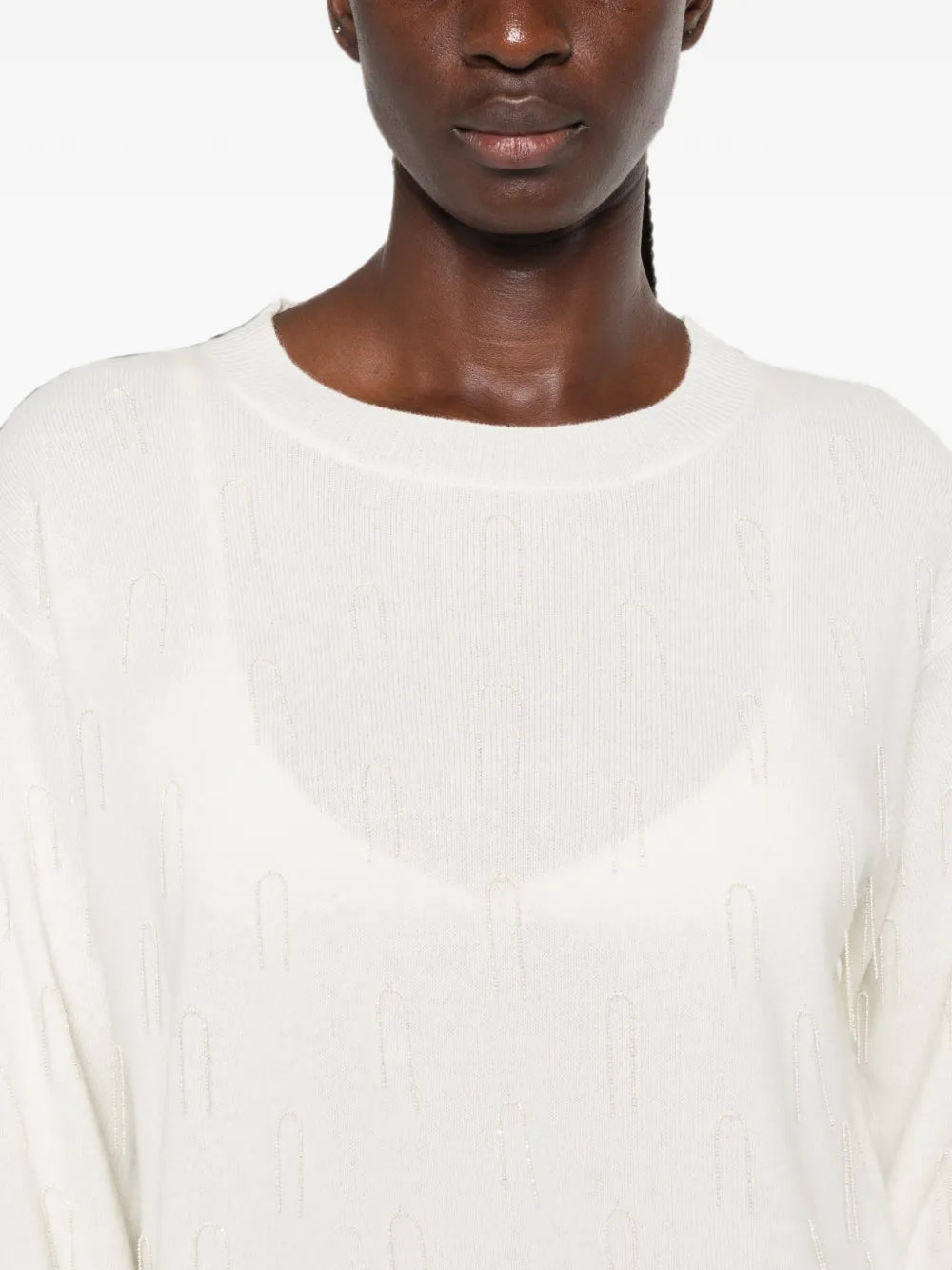 bead-embellished crew-neck sweater