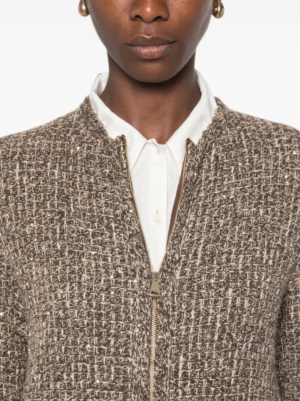 sequin-embellished tweed jacket