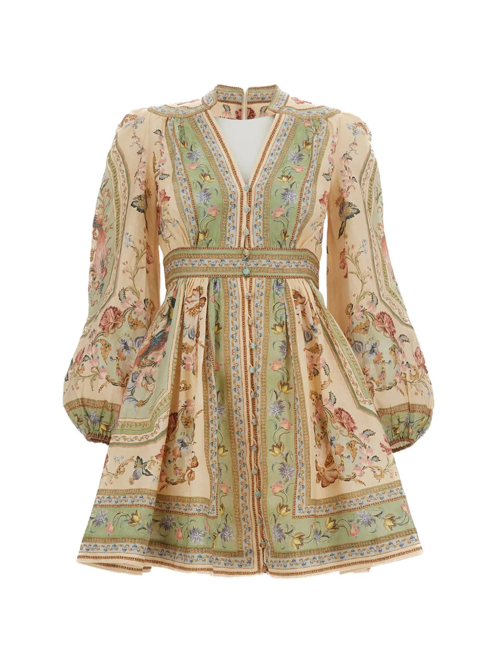 floral-print linen dress