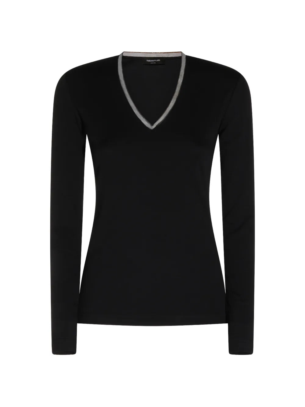 lace-trim V-neck T-shirt