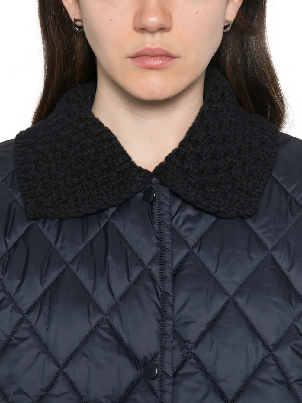 quilted contrast-collar coat