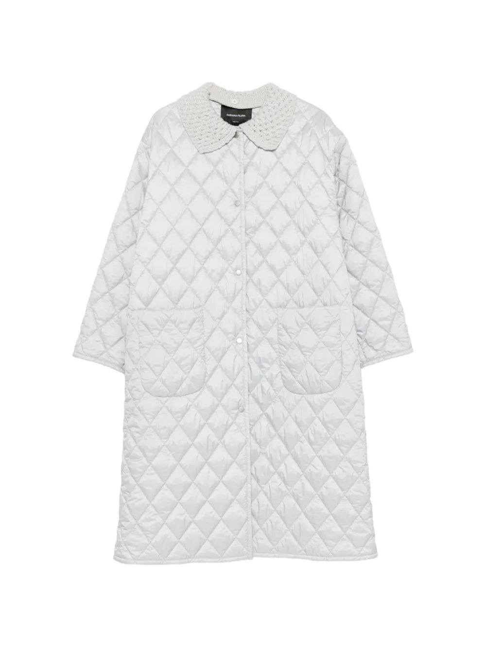 quilted knit-collar coat