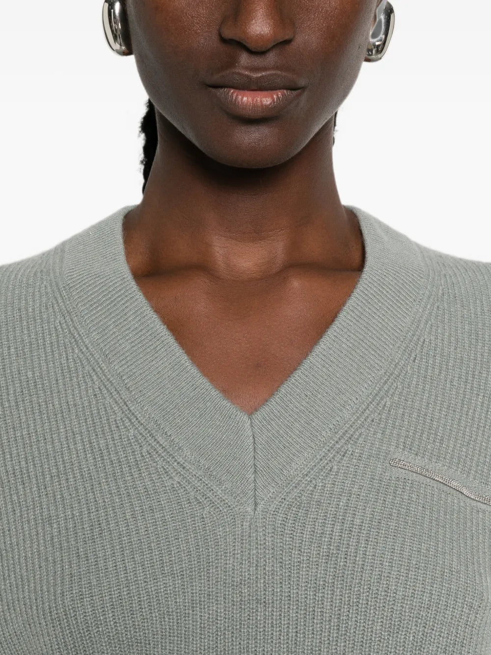 ribbed V-neck sweater
