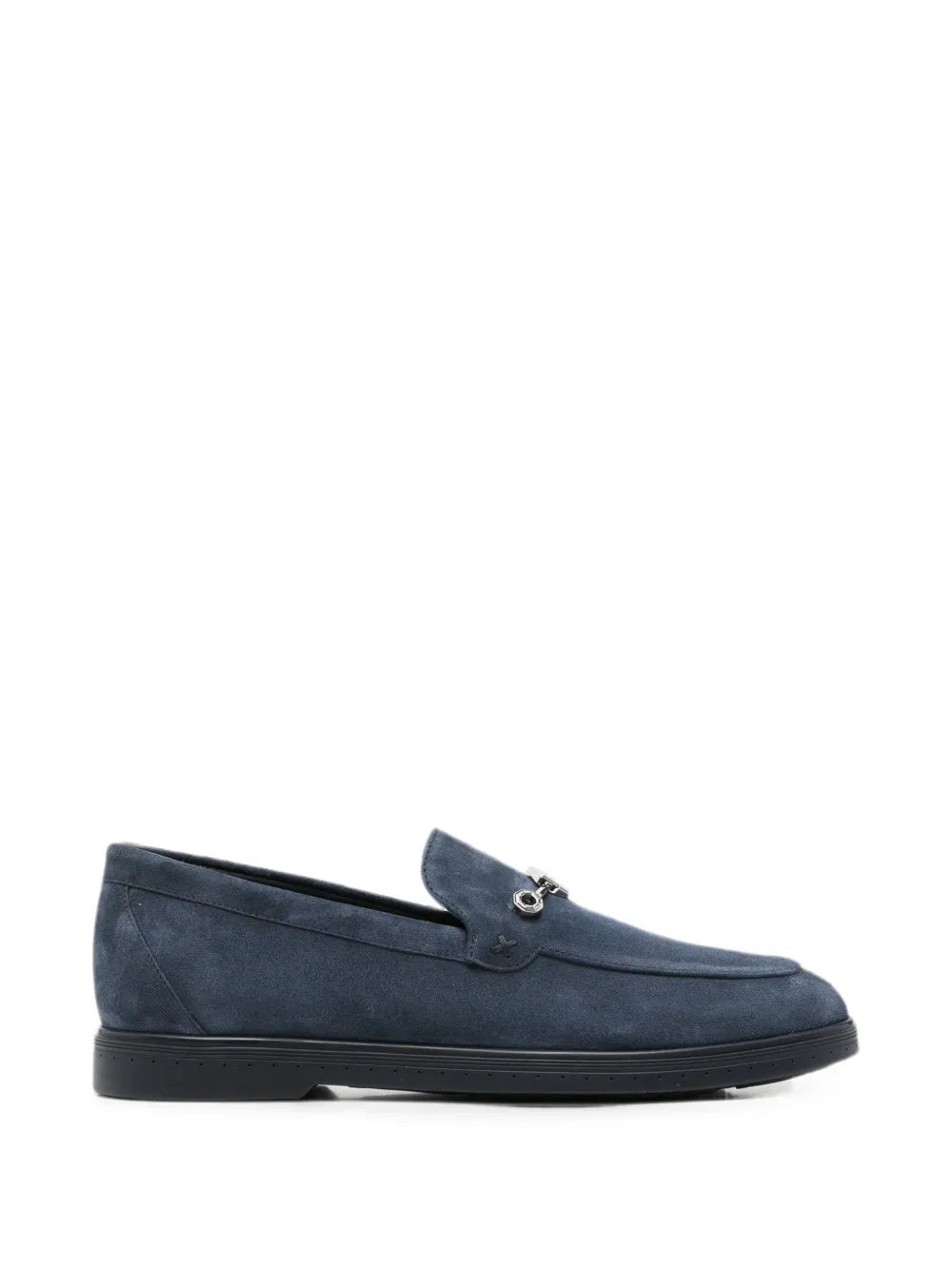 logo-plaque suede loafers