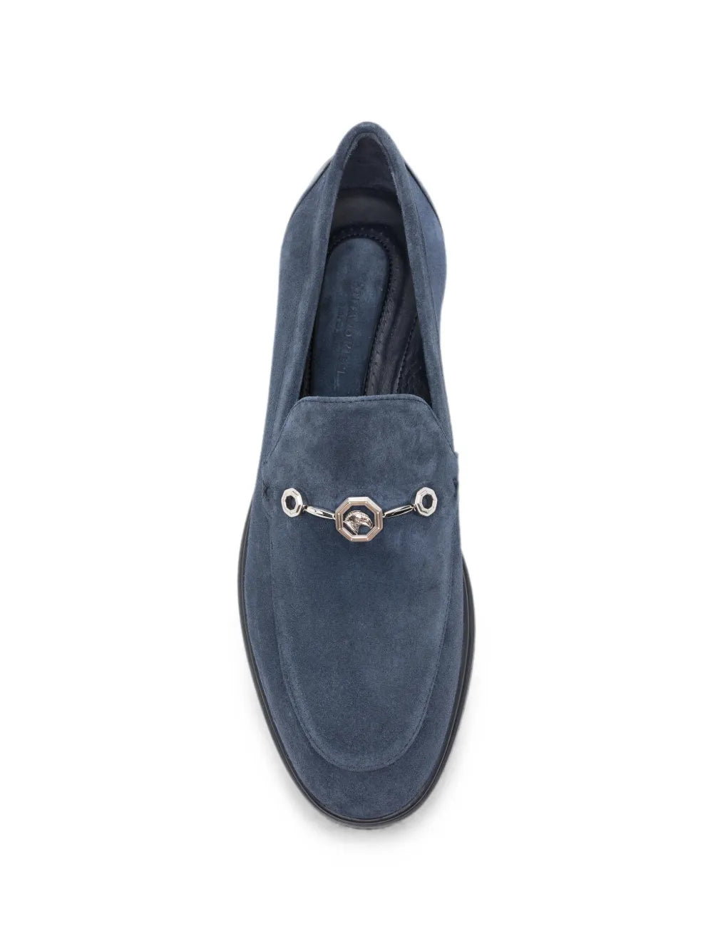 logo-plaque suede loafers