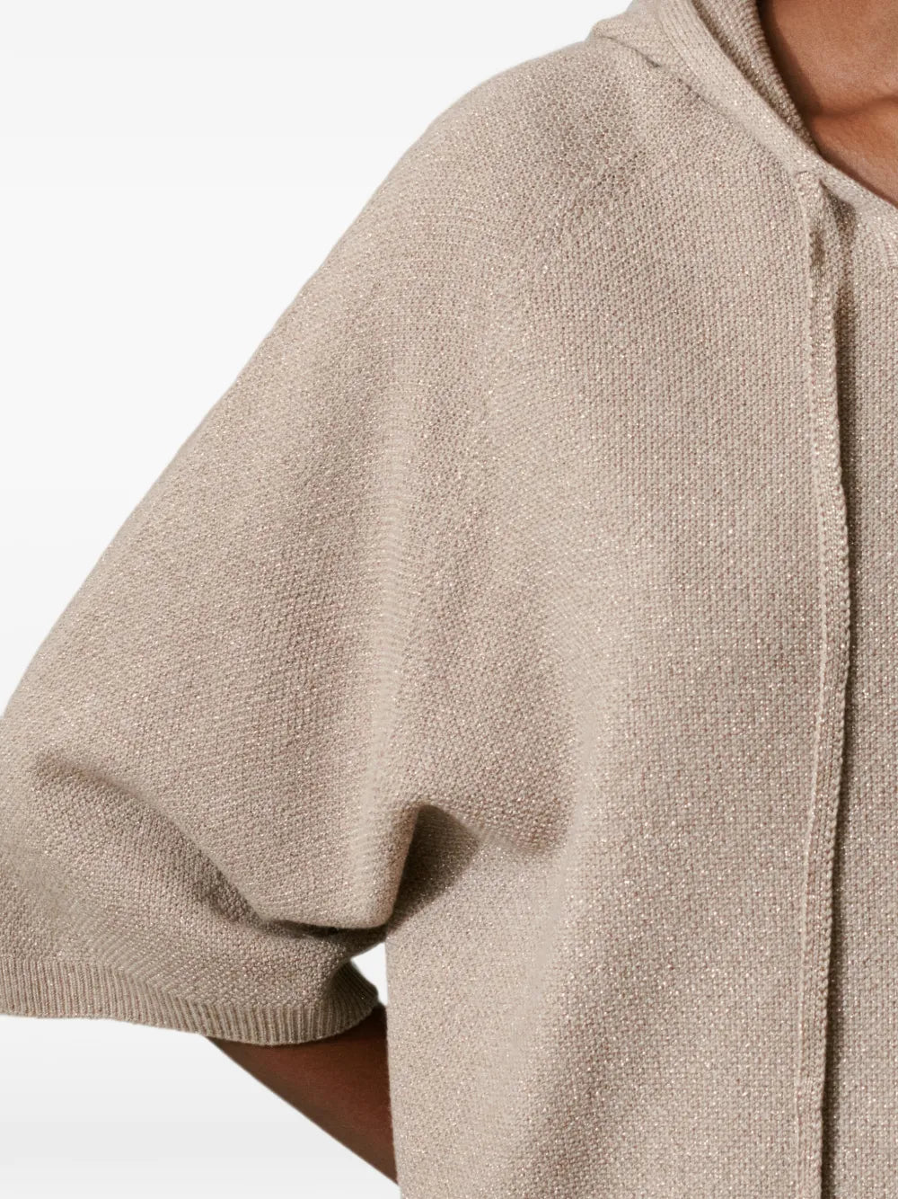 drawstring-fastening elbow-sleeve hoodie