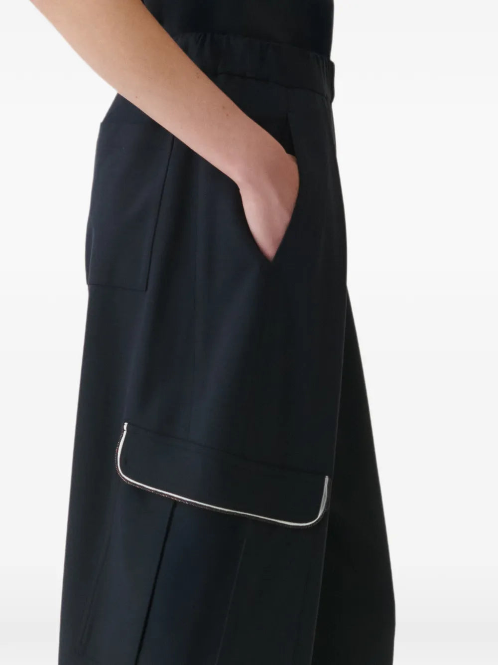 piped-trim cargo pants