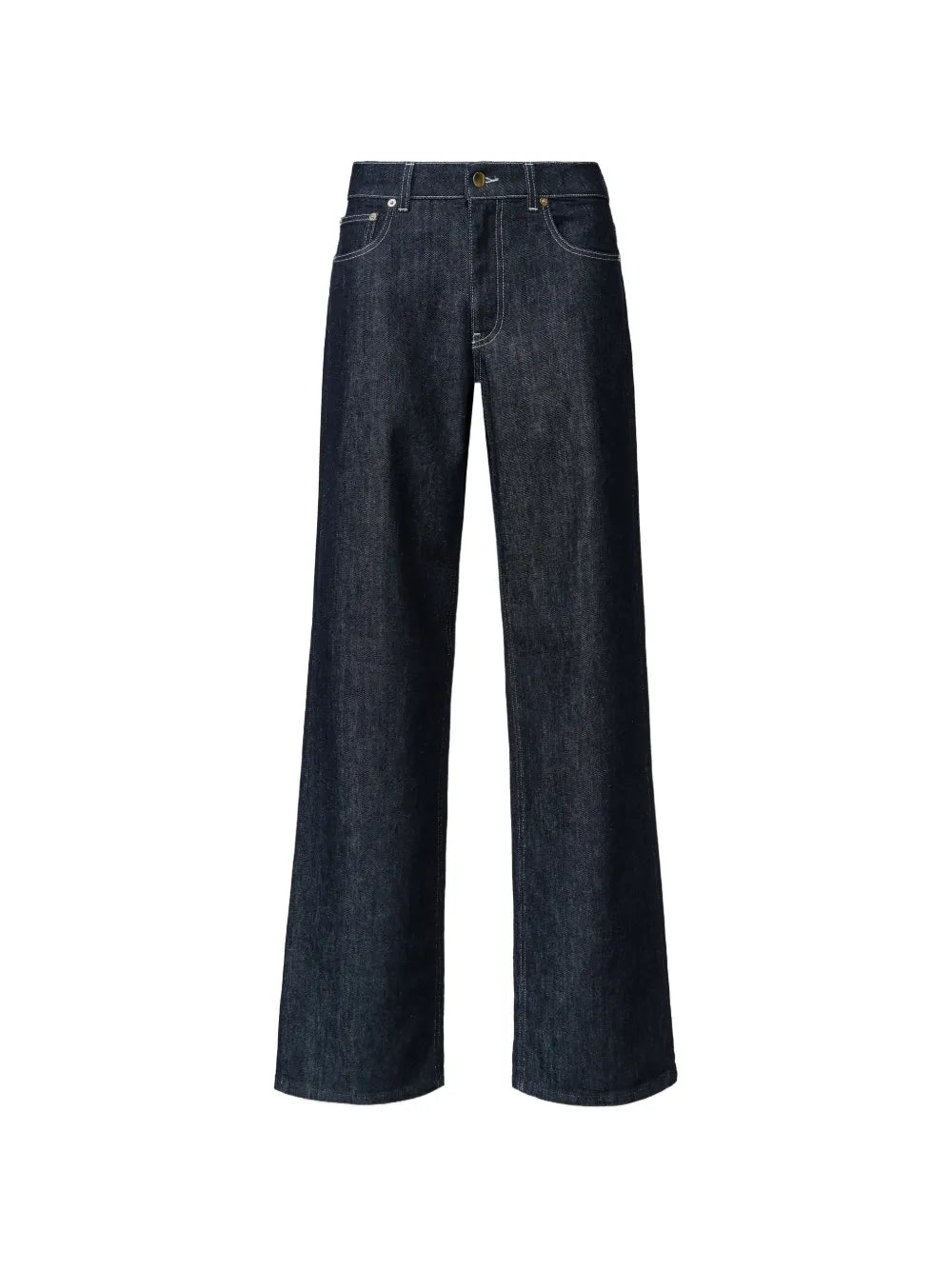 contrast-stitch wide-leg jeans