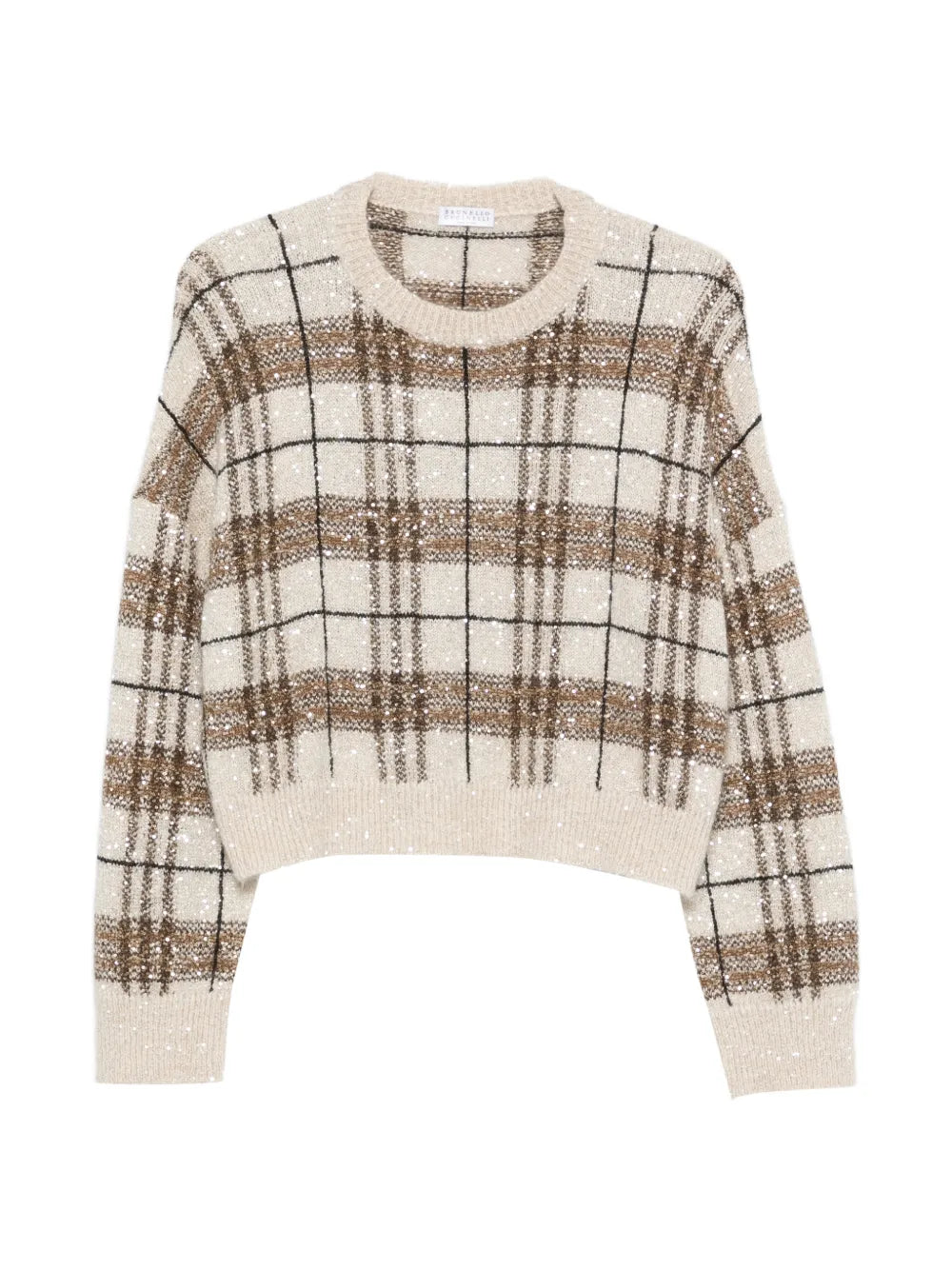 sequin-embellished checked sweater