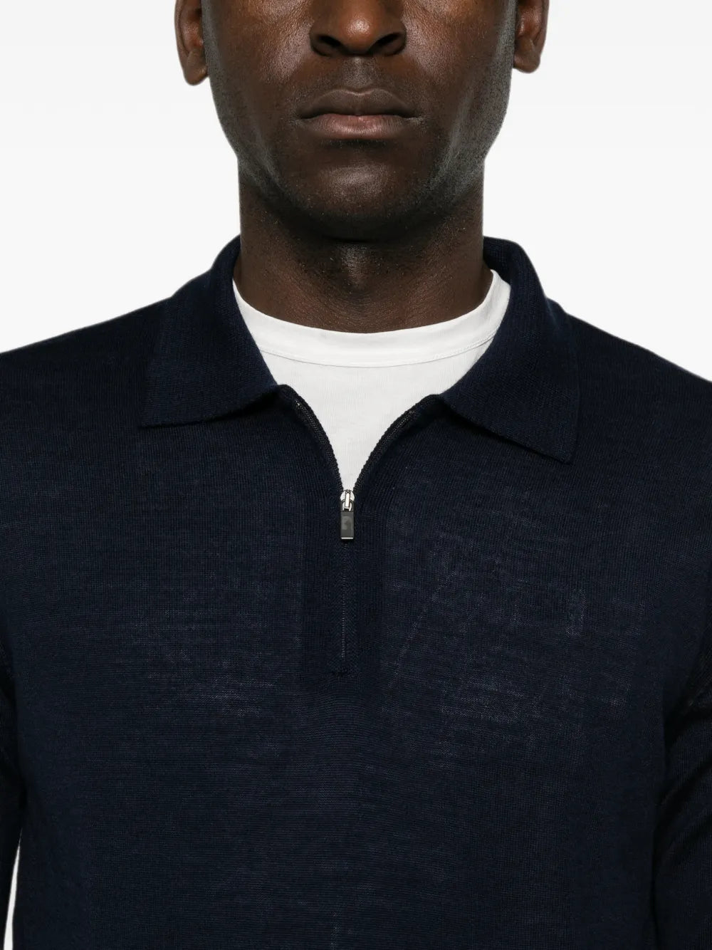 quarter-zip knitted polo shirt