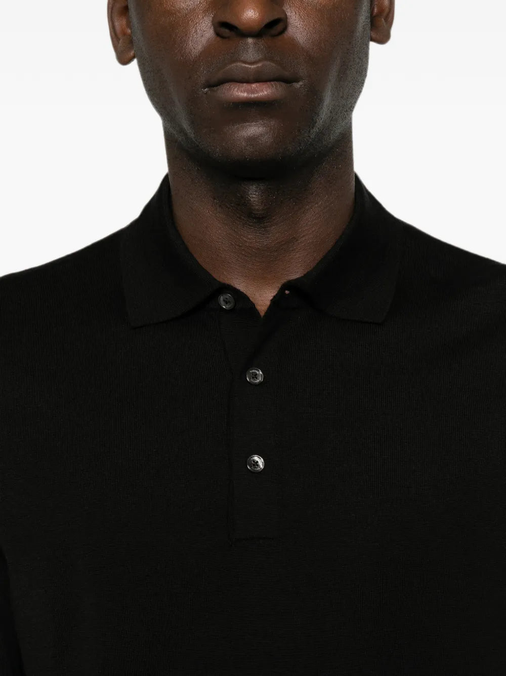 long-sleeve buttoned polo shirt