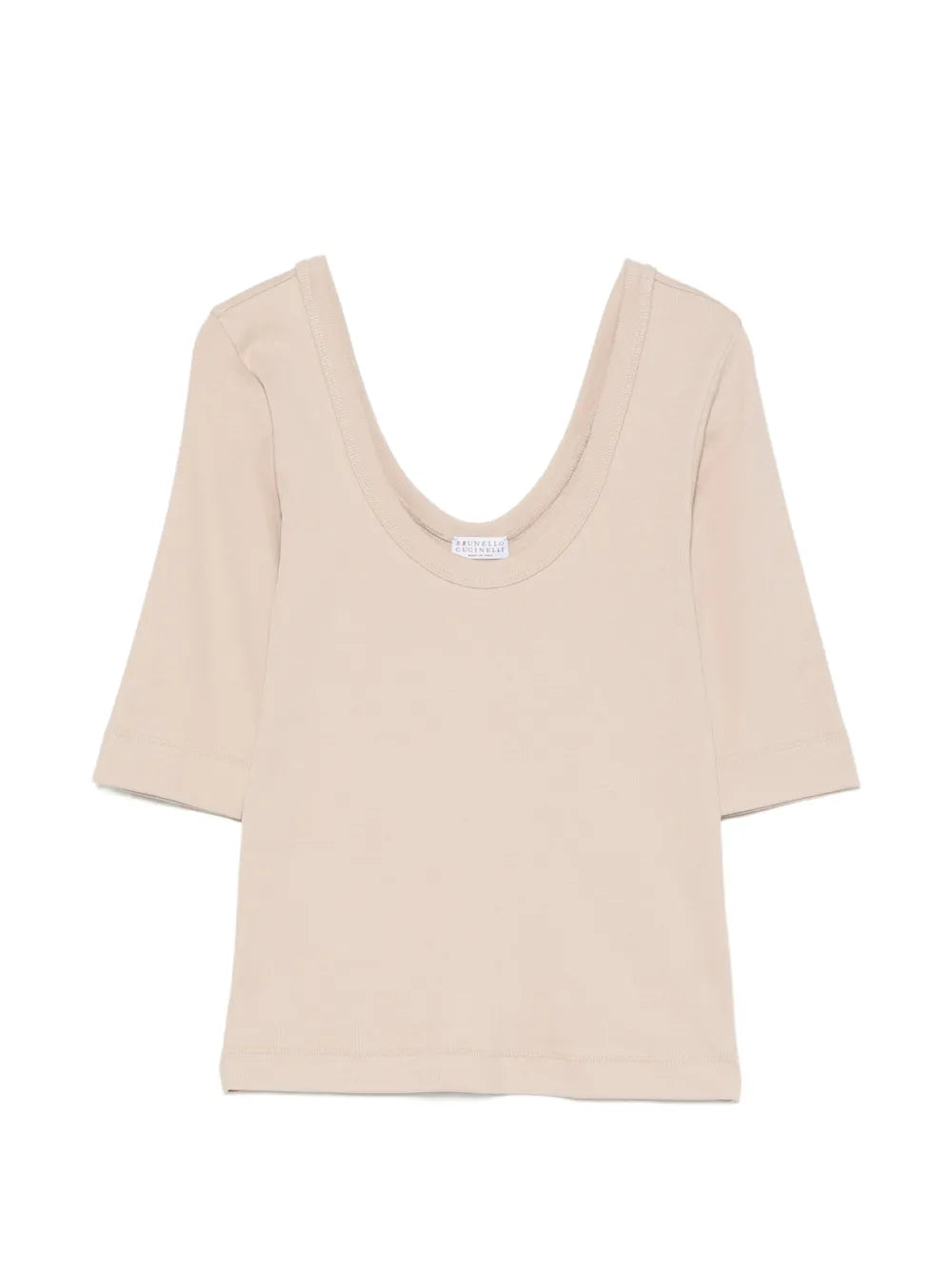 scoop-neck elbow-sleeve T-shirt
