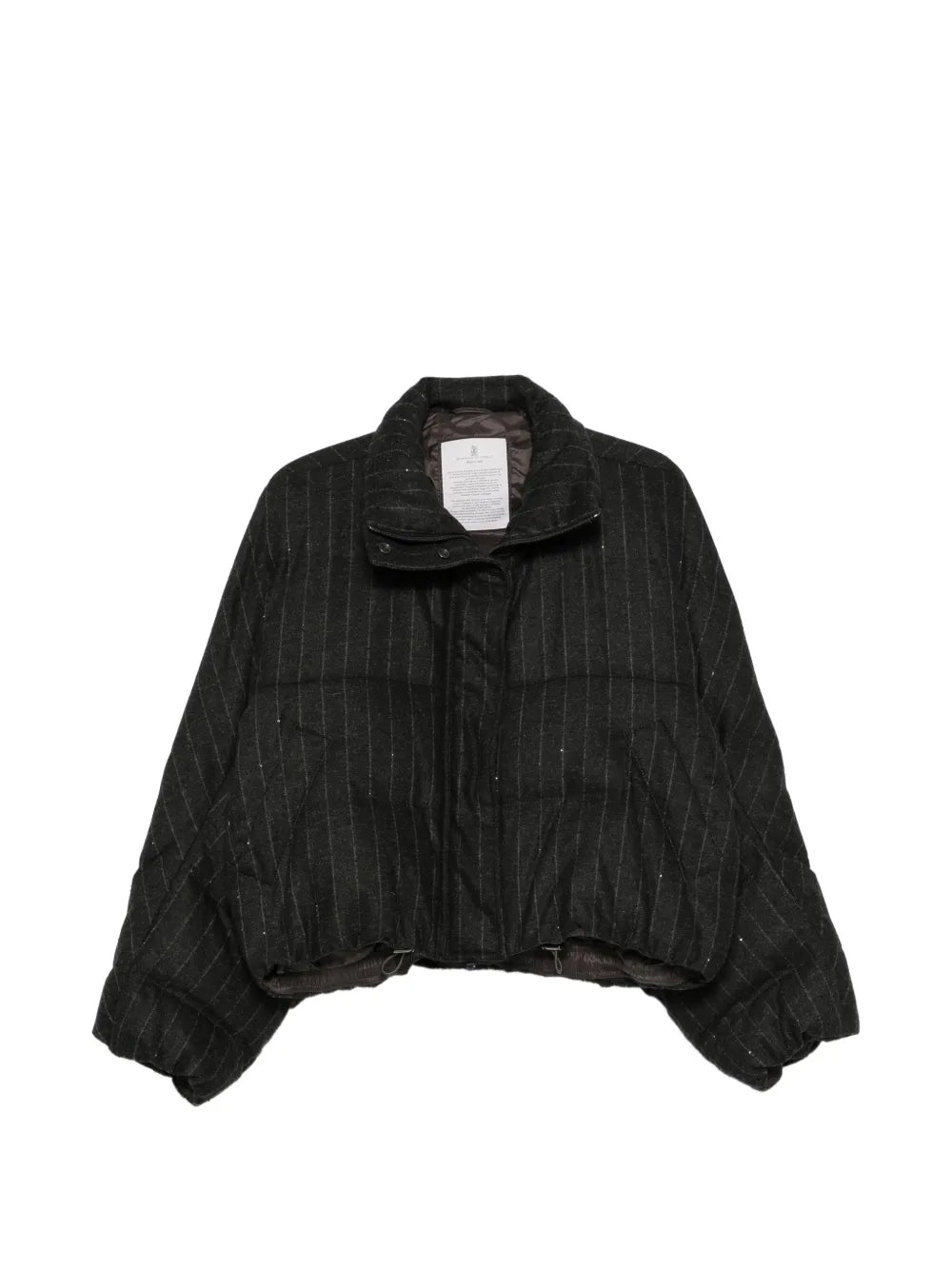sequin-embellished striped puffer jacket