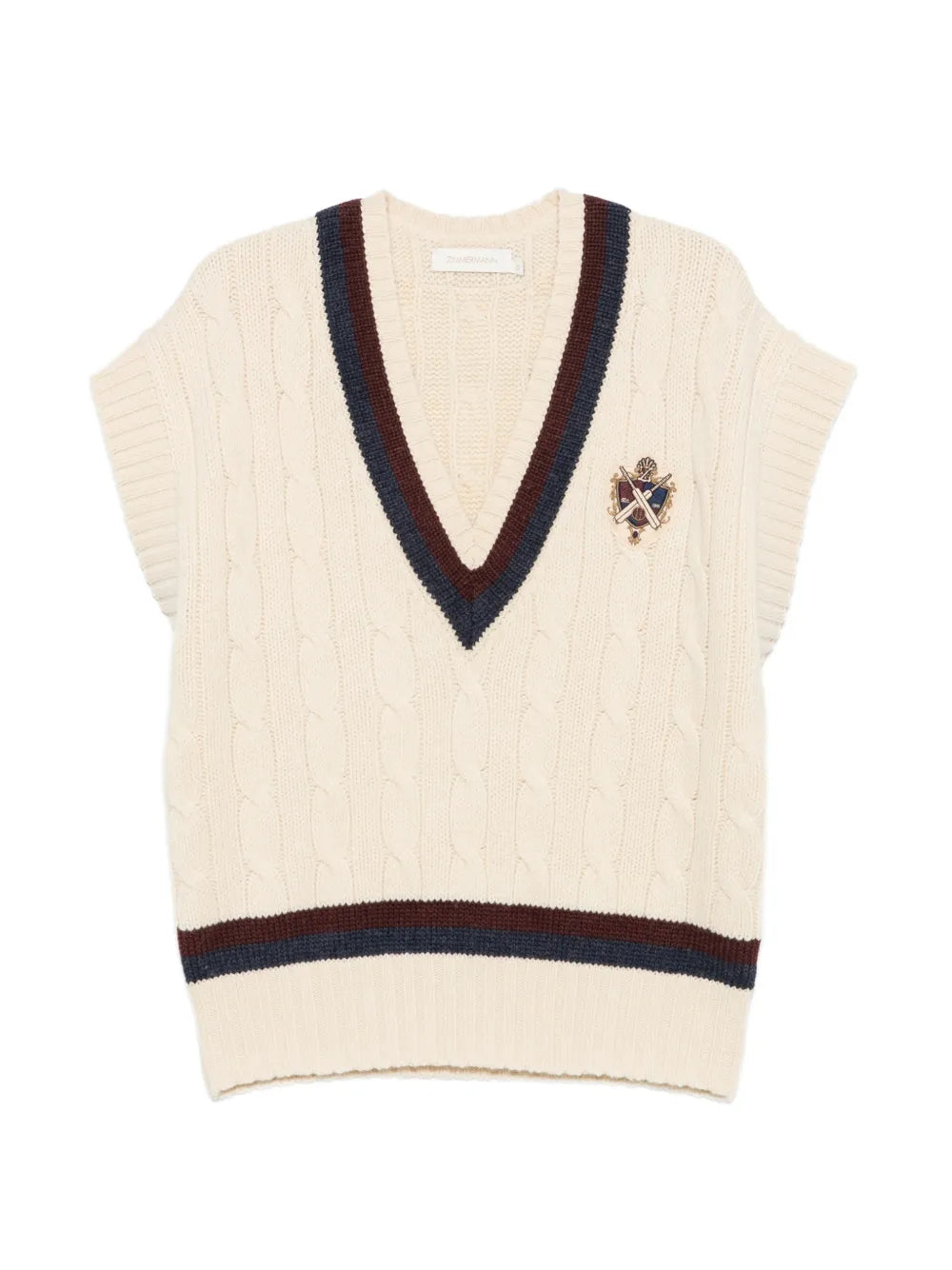 cable-knit embroidered vest