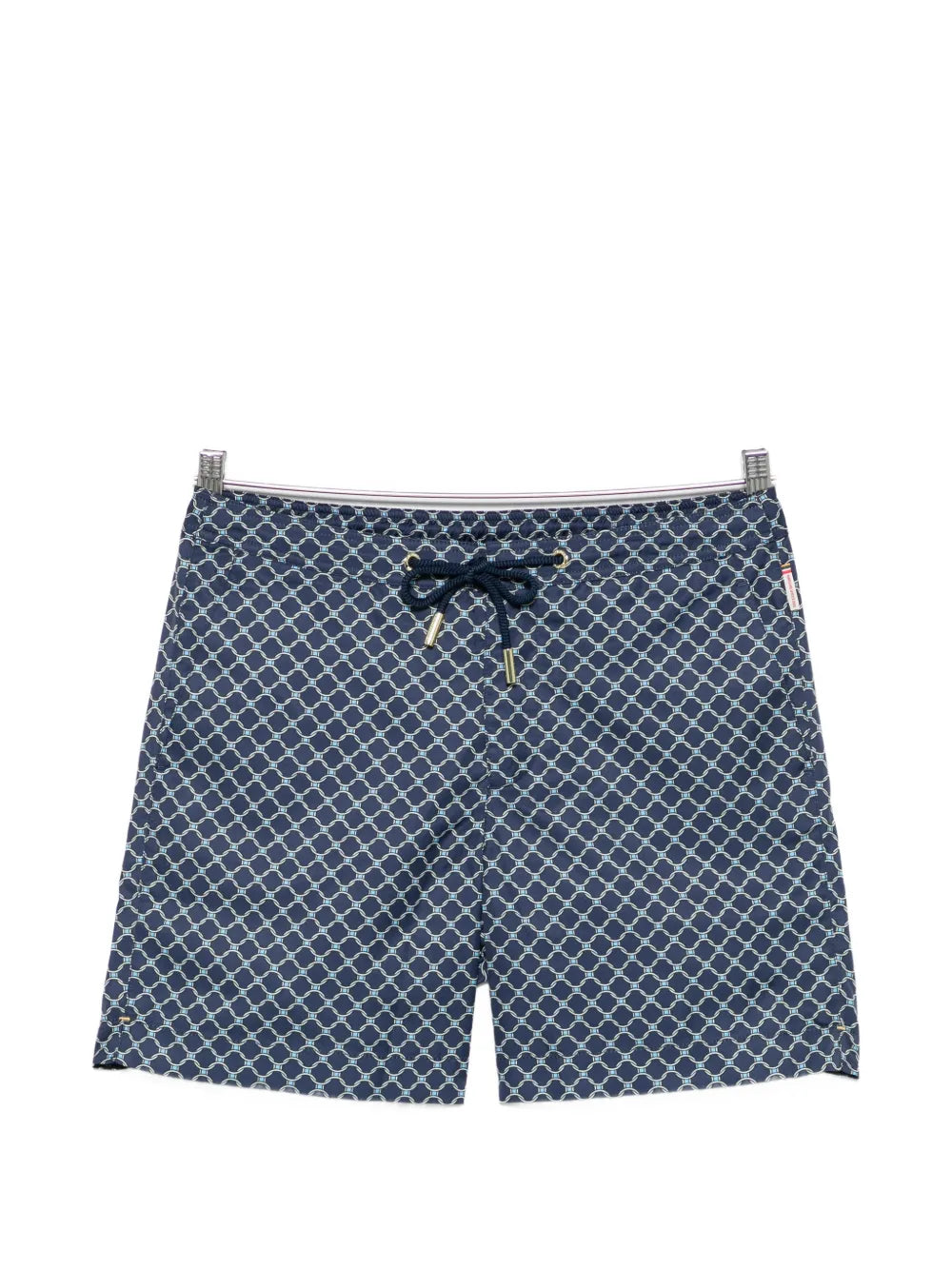 geometric-pattern drawstring swim shorts