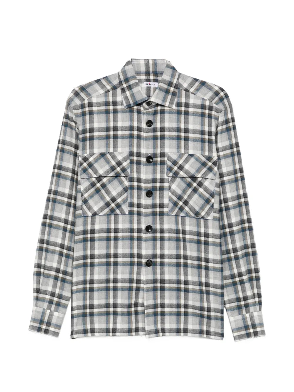 check-pattern button-up shirt