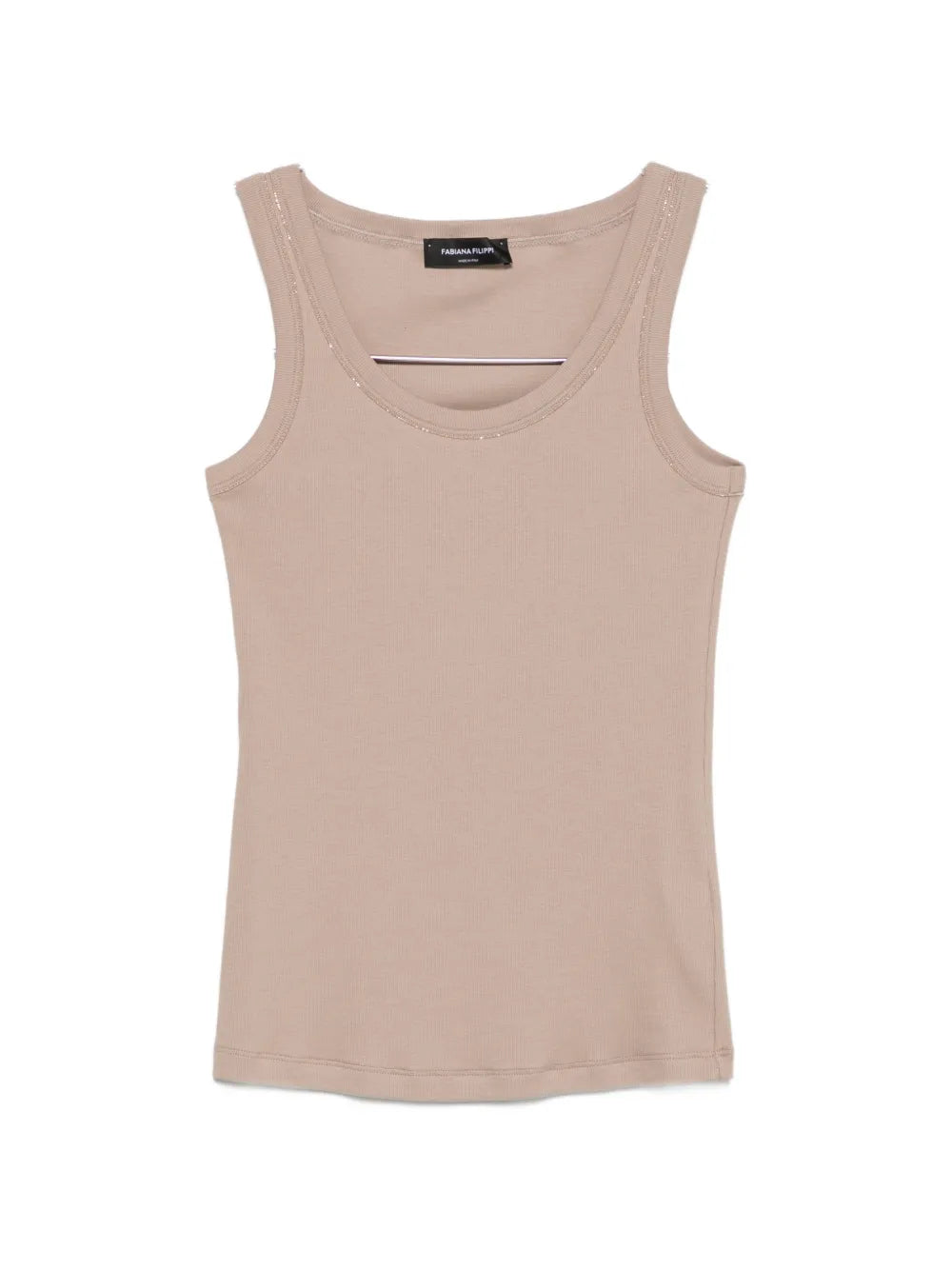 bead-embellished ribbed tank top