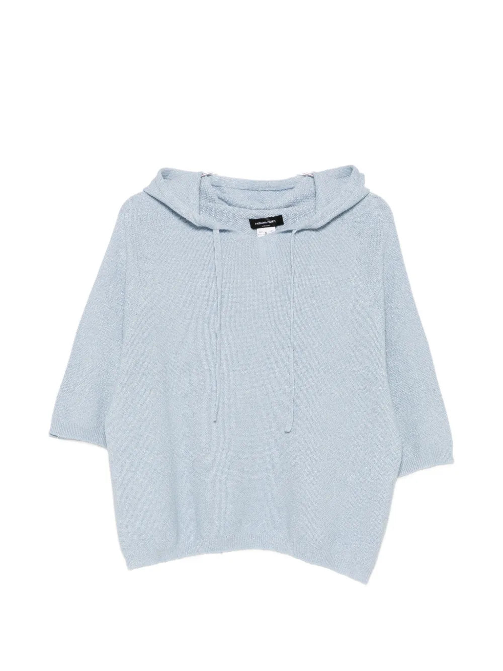 metallic-thread short-sleeve sweater